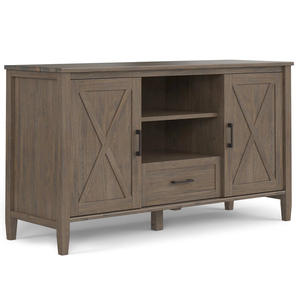 Ela Solid Wood Medium Tv Stand In Smoky Brown For Tvs Up To 60 Inches. Picture 1
