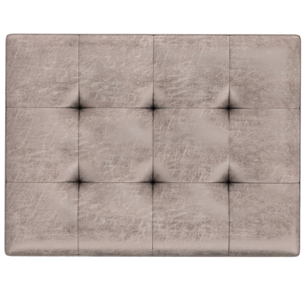 Small Coffee Table Storage Ottoman In Distressed Grey Taupe Vegan Faux Leather. Picture 2