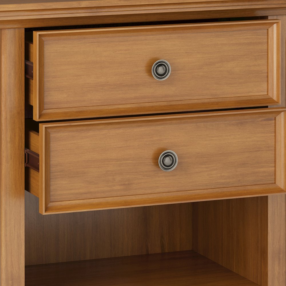 24 inch Solid Wood Traditional Bedside Table in Light Golden Brown (Set of 2). Picture 4