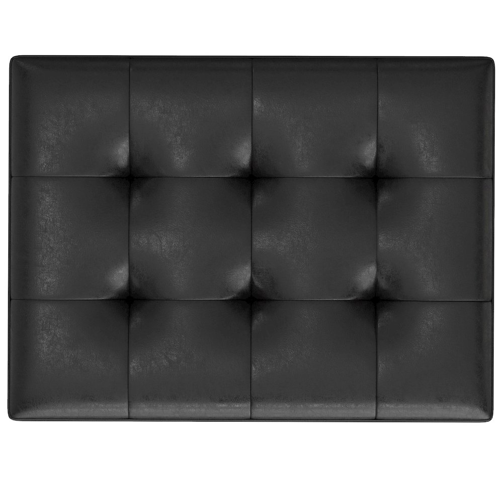 Small Coffee Table Storage Ottoman In Distressed Black Vegan Faux Leather. Picture 2