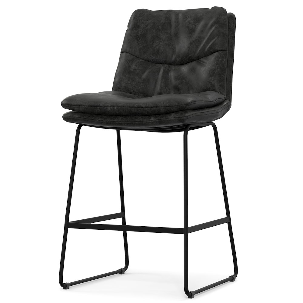 Modern Counter Height Stool (Set Of 2) In Distressed Charcoal Grey. Picture 2