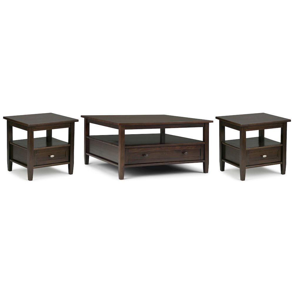 36"W Coffee Table with 2 20"W End Tables in Tobacco Brown (Set of 3). Picture 1