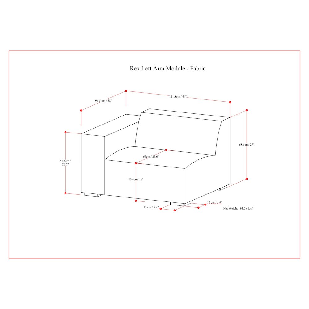 Rex Left-Arm Sofa Module In Tightly Woven Performance Fabric. Picture 6