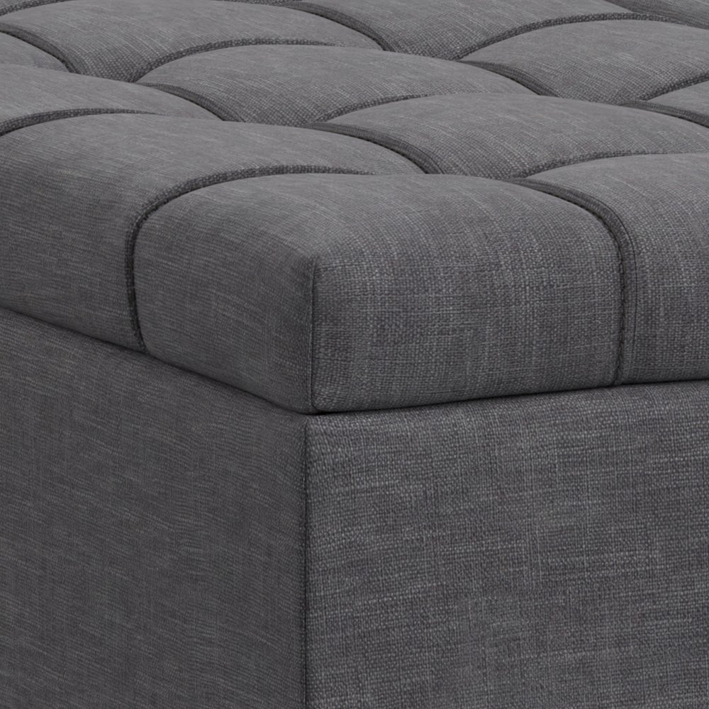 Mariah Lift Top Table Storage Ottoman in Slate Grey  Polyester Linen. Picture 12
