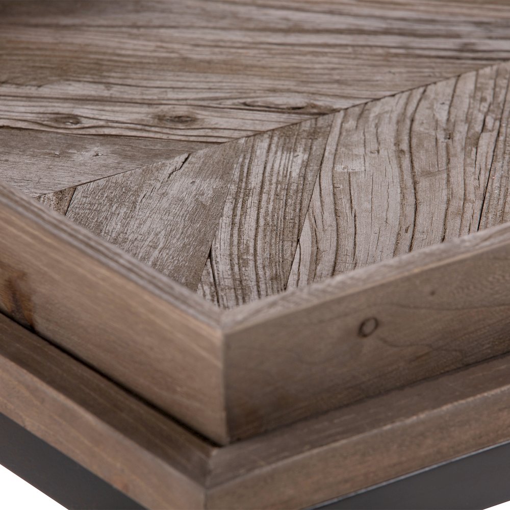 Damien SOLID AGED ELM WOOD Console Table in Distressed Natural Elm. Picture 7