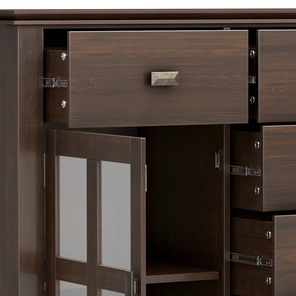 54 inch Wide Solid Wood Transitional Sideboard Buffet in Natural Aged Brown. Picture 4