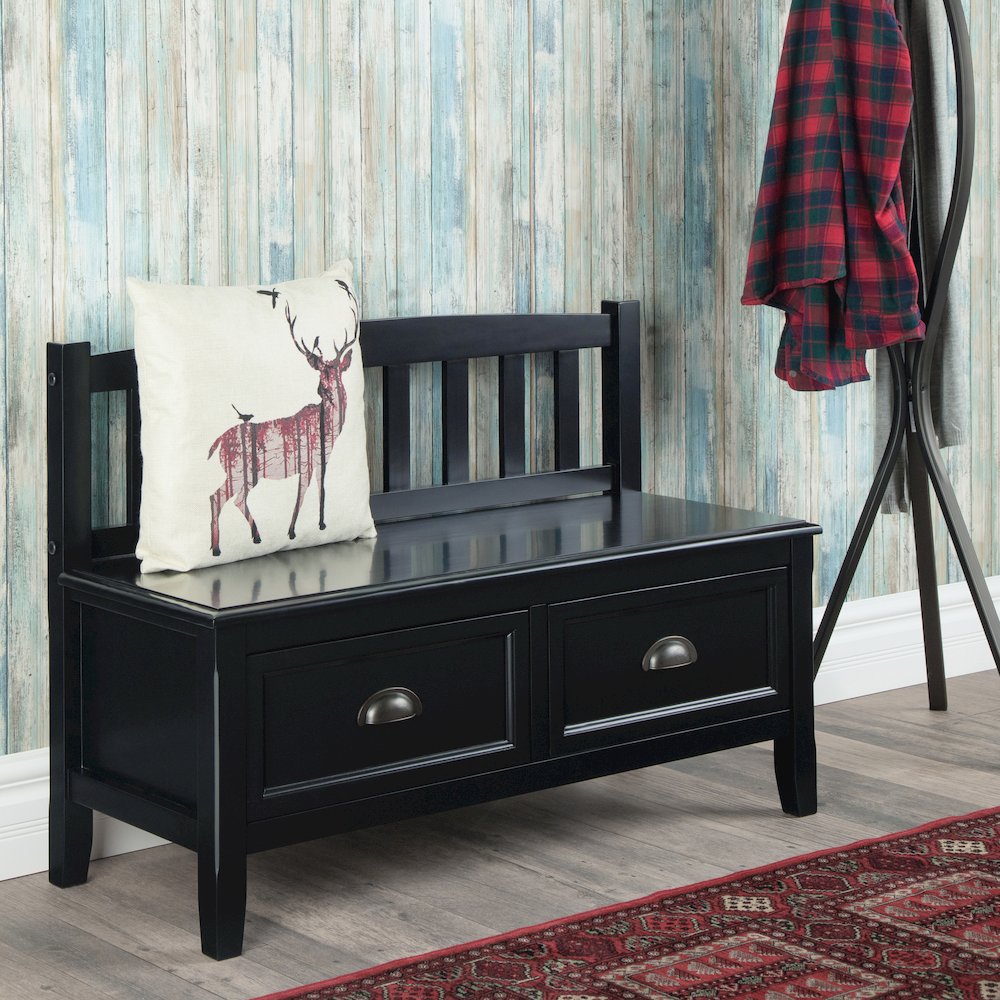 Burlington 42 inch Wide Solid Wood Transitional Entryway Storage Bench. Picture 5