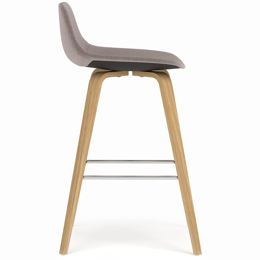 Counter Height Stool (Set Of 2) With Light Wood In Mocha Polyester Linen. Picture 3