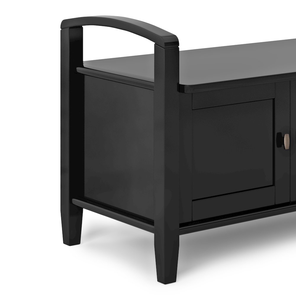 Warm Shaker Solid Wood Entryway Storage Bench In Black. Picture 2