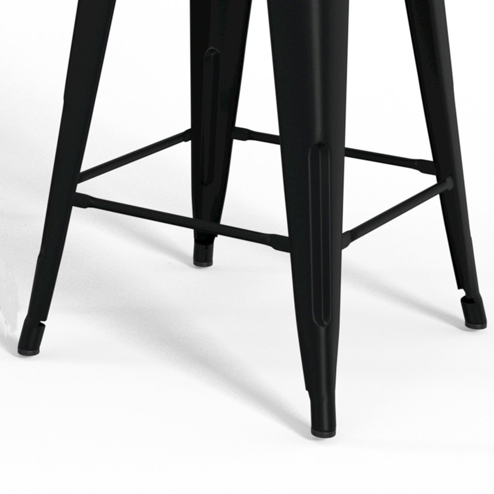 24 Inch Metal / Wood Counter Height Stool (Set Of 4) In Black. Picture 4