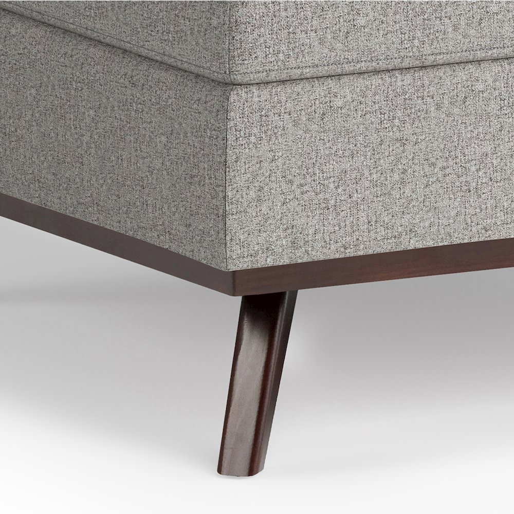 Owen Square Coffee Table Storage Ottoman In Cloud Grey Polyester Fabric. Picture 4