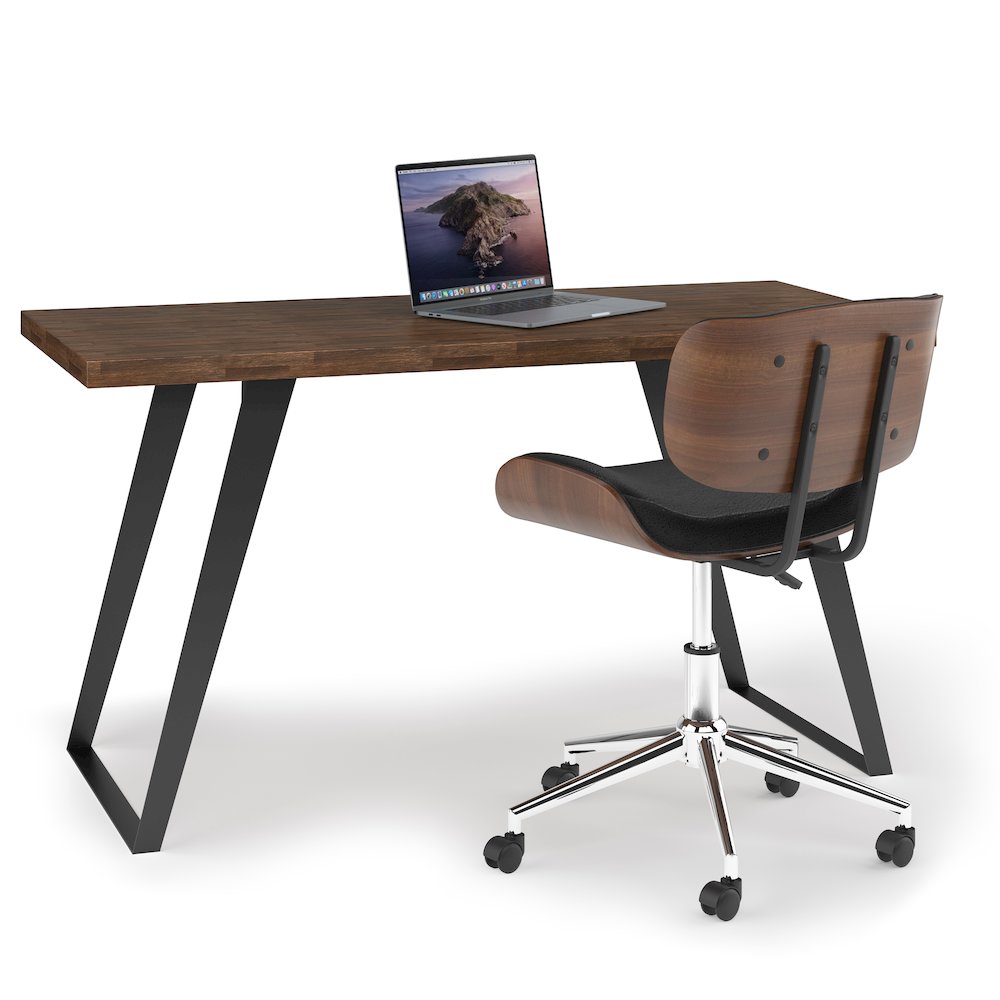 Lowry Solid Acacia Wood Flat Top Desk In Rustic Natural Aged Brown. Picture 1
