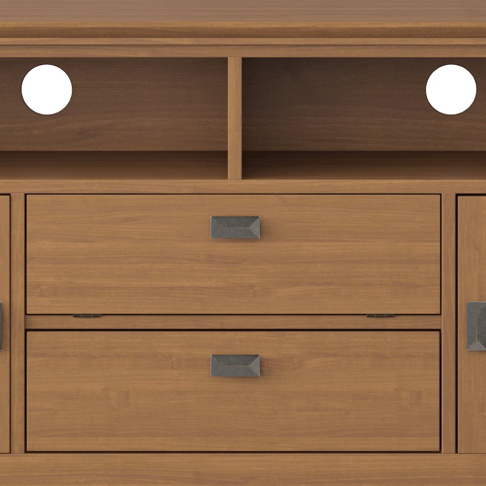 Artisan Solid Wood 72 Inch Tv Media Stand In Honey Brown For Tvs Up To 80 Inches. Picture 3