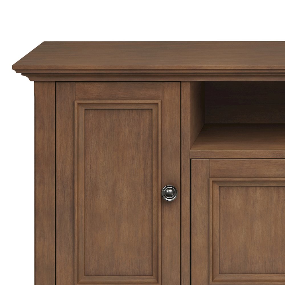 72 Inch Wide Tv Media Stand In Rustic Natural Aged Brown For Tvs Up To 80 Inches. Picture 2