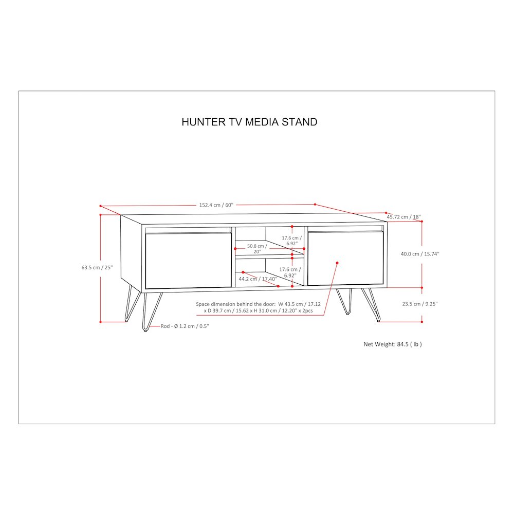 Hunter Solid Mango Wood Tv Media Stand In Natural For Tvs Up To 65 Inches. Picture 6