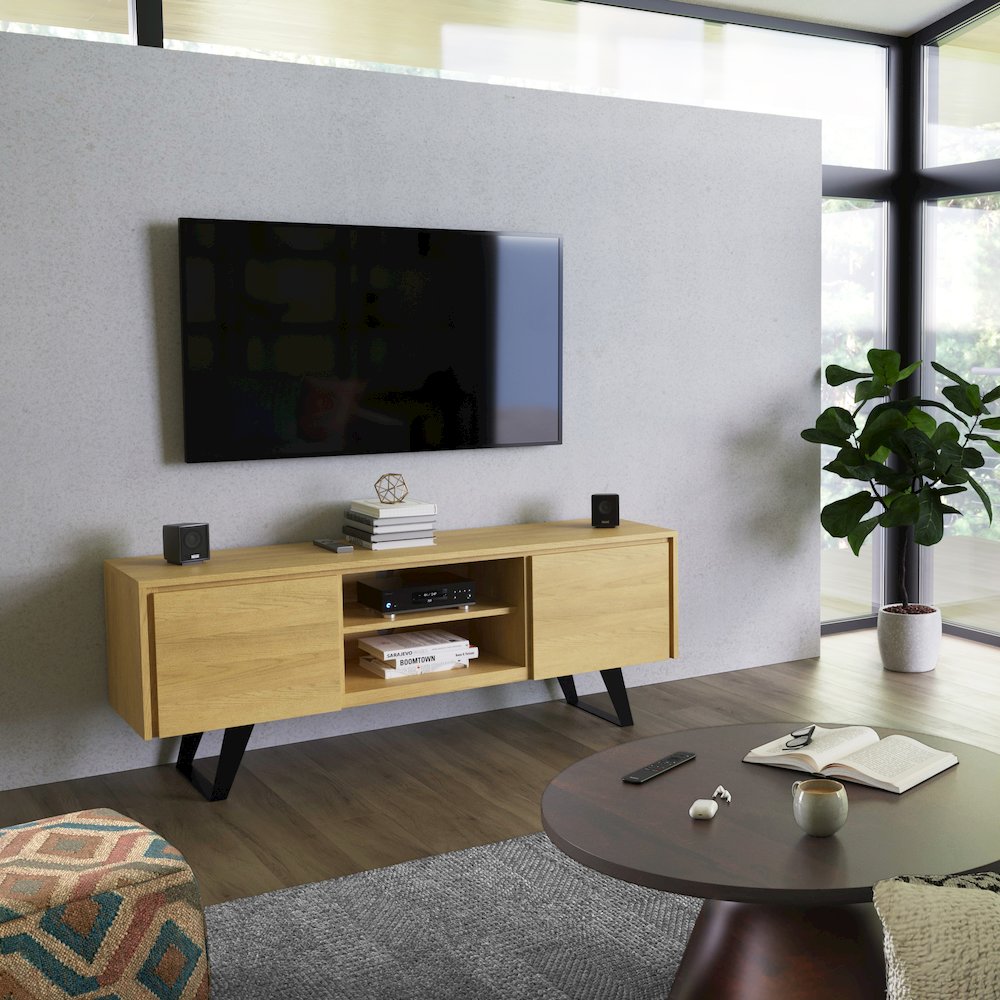Lowry Tv Media Stand In Oak. Picture 5