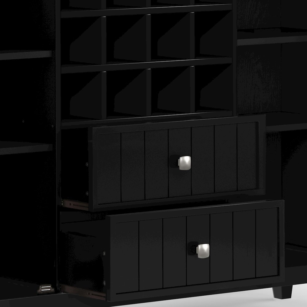 Bedford Solid Wood Sideboard Buffet And Wine Rack In Black. Picture 4
