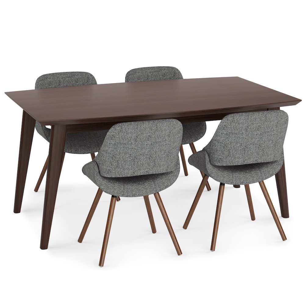Malden / Draper Solid Hardwood 5 Piece Dining Set In Grey. Picture 4