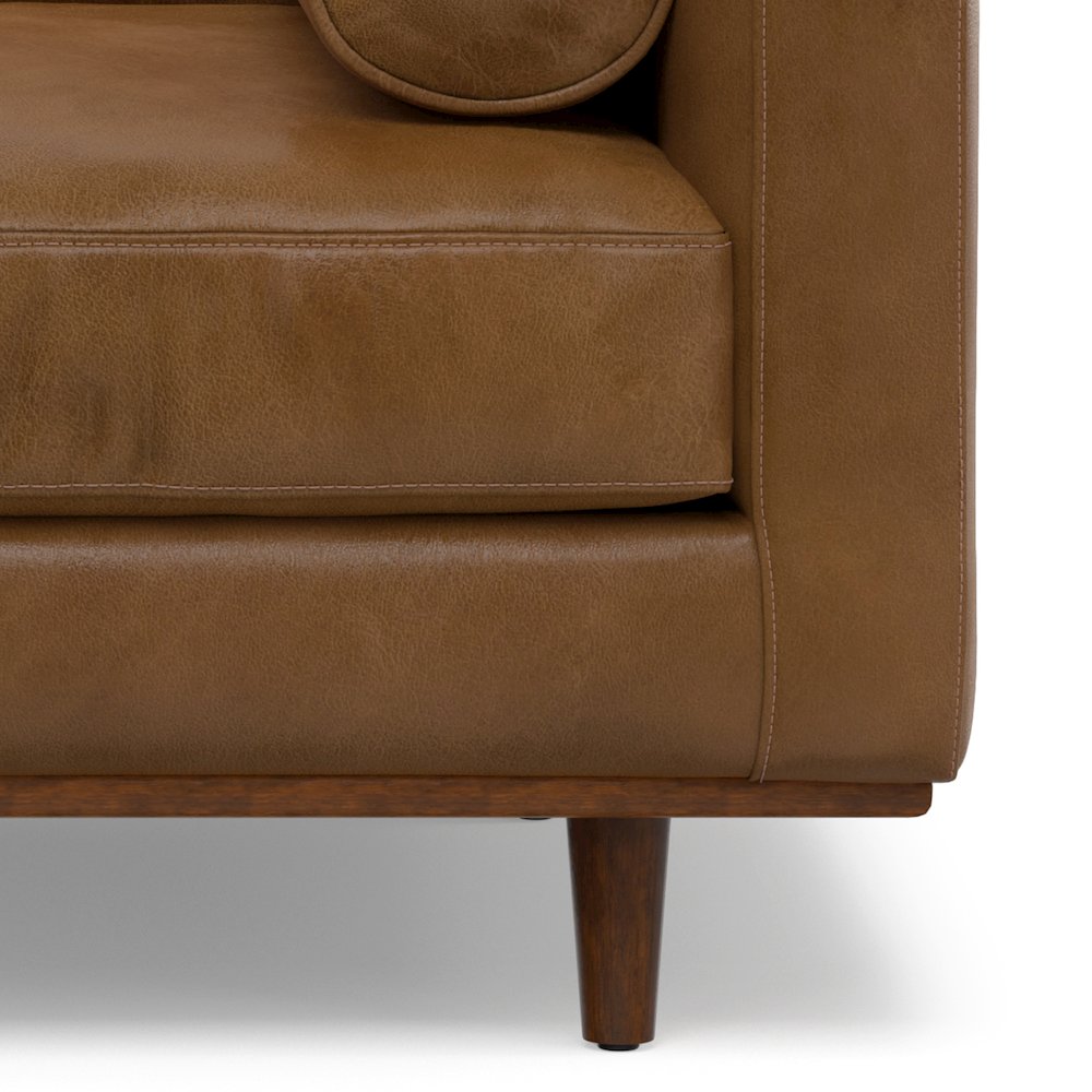Mid-Century Modern Accent Chair In Caramel Brown Top Grain Genuine Leather. Picture 3
