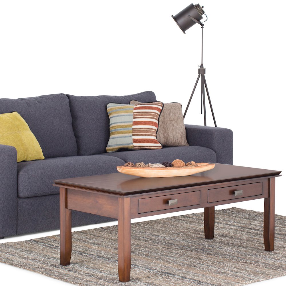 Artisan Solid Wood Coffee Table In Russet Brown. Picture 5