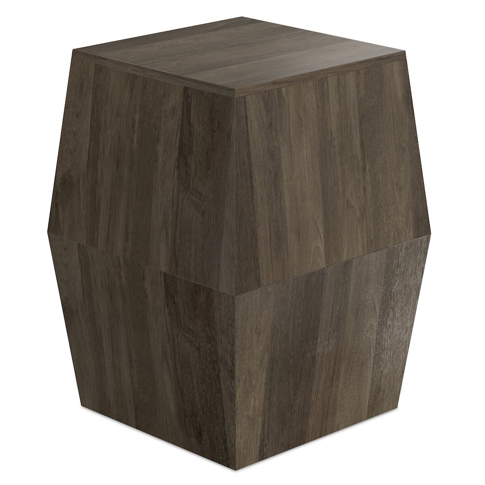 Solid Mango Wood 16 Inch Wide Irregular Contemporary Side Table In Ash Grey. Picture 3