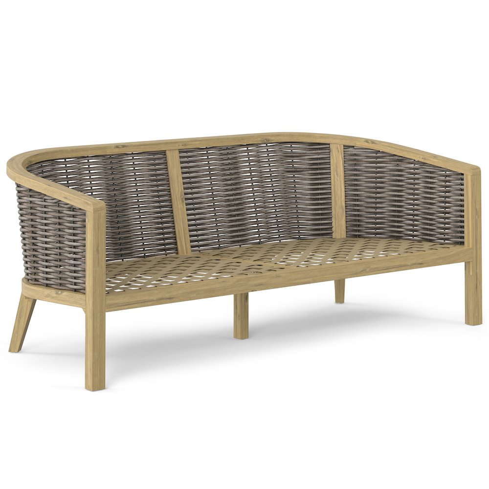 Parkside Solid Acacia Wood Outdoor Sofa In Natural. Picture 3
