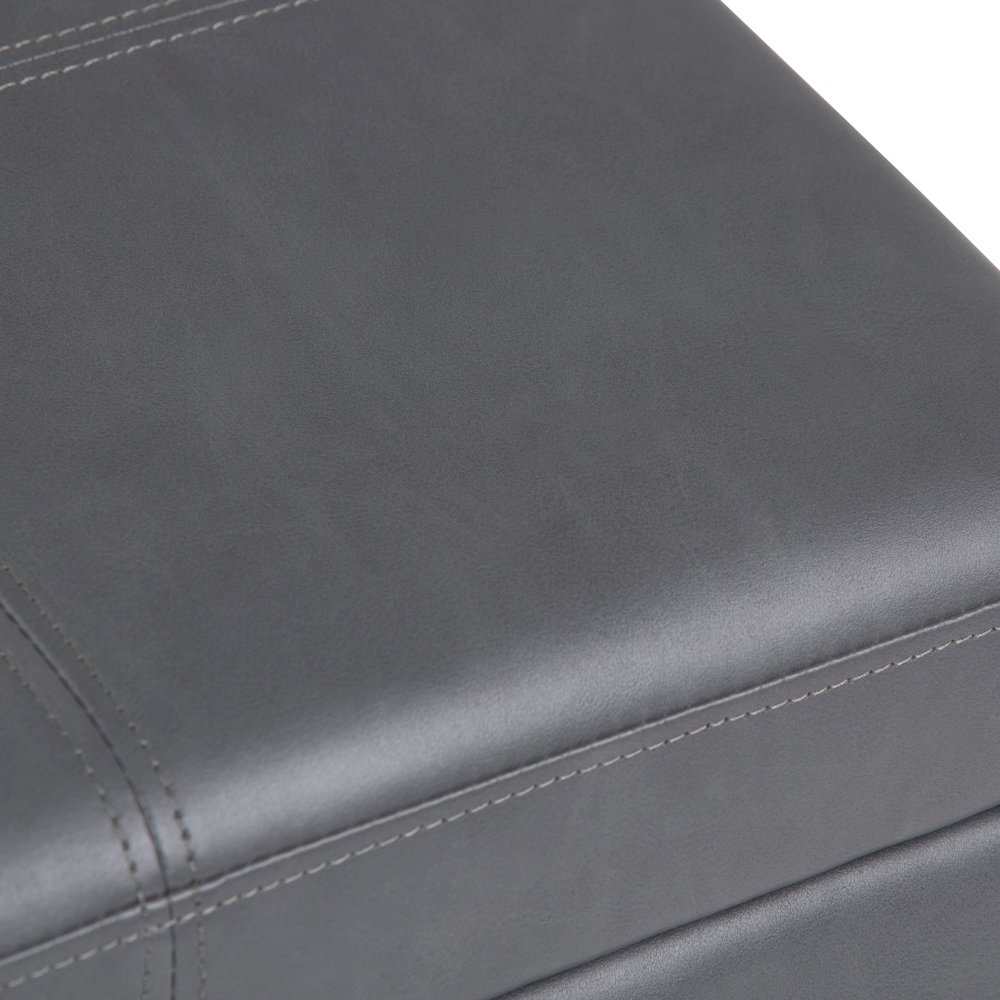 Kingsley Large Storage Ottoman In Stone Grey Vegan Faux Leather. Picture 2