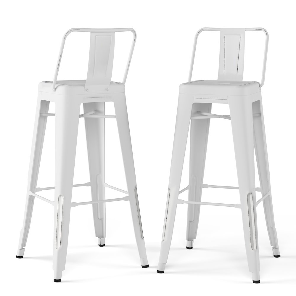 Rayne 30 Inch Metal Bar Stool (Set Of 2) In Distressed White. Picture 1
