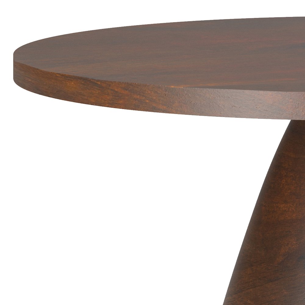 Winnie Solid Acacia Wood Round Coffee Table In Walnut. Picture 4