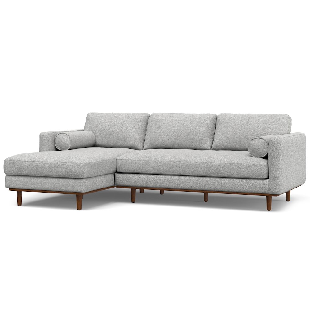 Morrison Mid Century Left Sectional Sofa In Mist Grey Woven-Blend Fabric. Picture 2