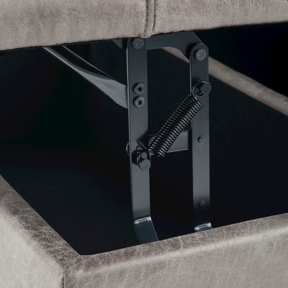 Coffee Table Storage Ottoman In Distressed Grey Taupe Vegan Faux Leather. Picture 4