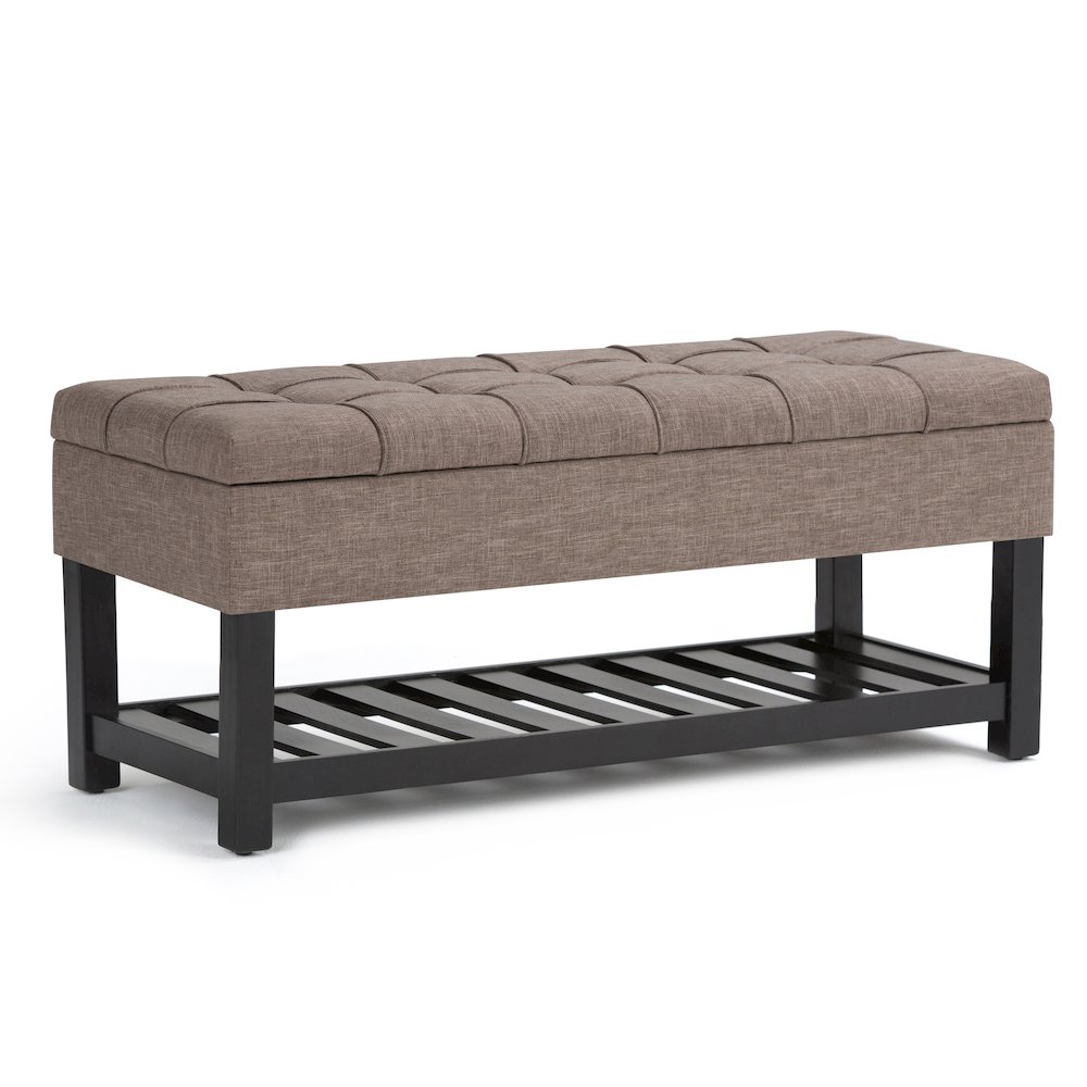 Saxon Solid Hardwood Storage Ottoman Bench In Fawn Brown. Picture 1