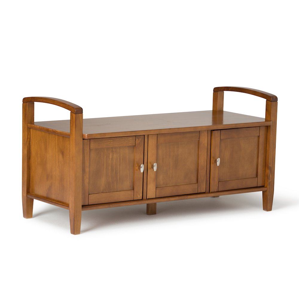 44"W Storage Bench and 36"W Storage Cabinet in Light Golden Brown. Picture 2