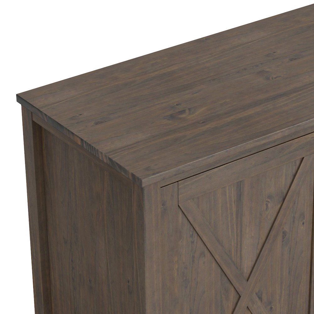 Ela Solid Wood Wide Storage Cabinet In Smoky Brown. Picture 3
