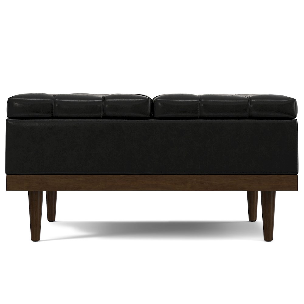 Mariah Lift Top Table Storage Ottoman in Midnight Black PU Black faux leather. Picture 4