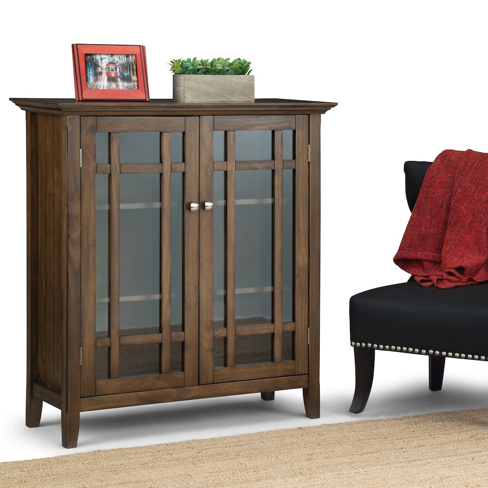 Bedford Solid Wood Medium Storage Cabinet In Rustic Natural Aged Brown. Picture 5
