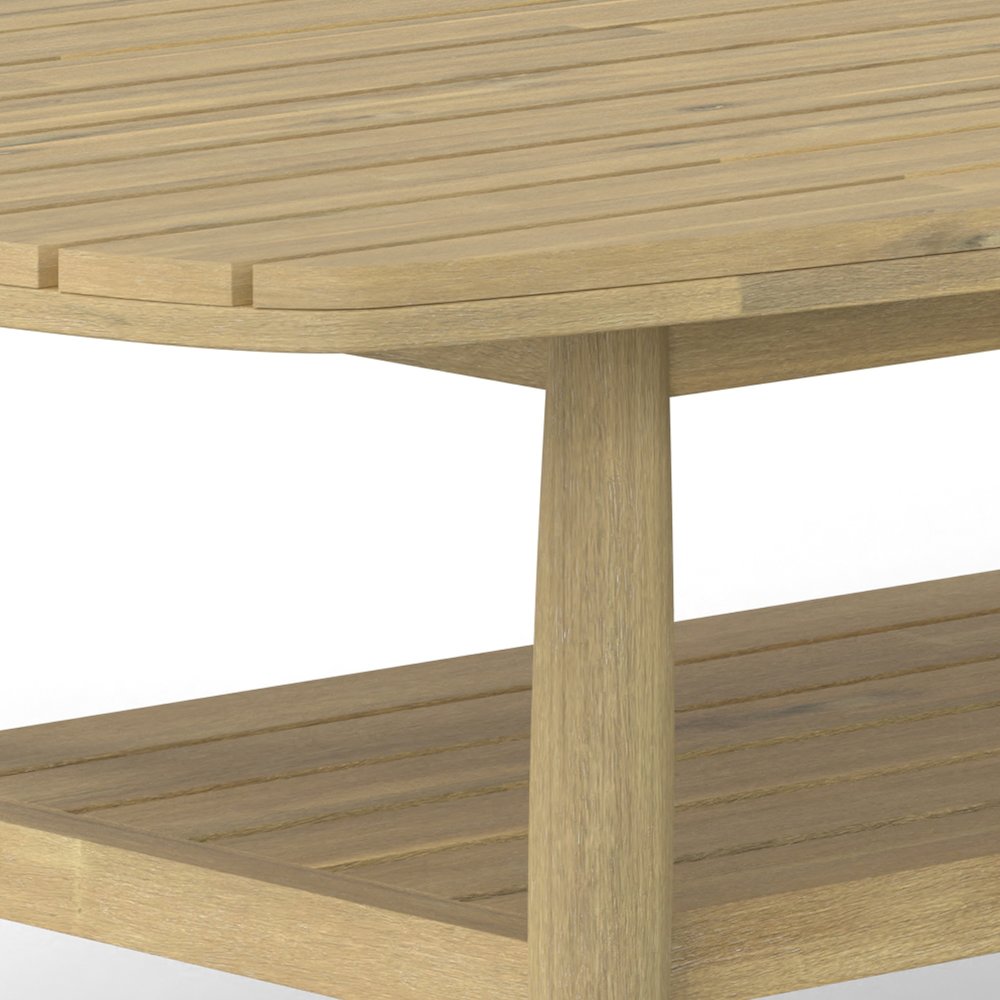 Bayshore Solid Acacia Wood Outdoor Coffee Table In Light Teak. Picture 4