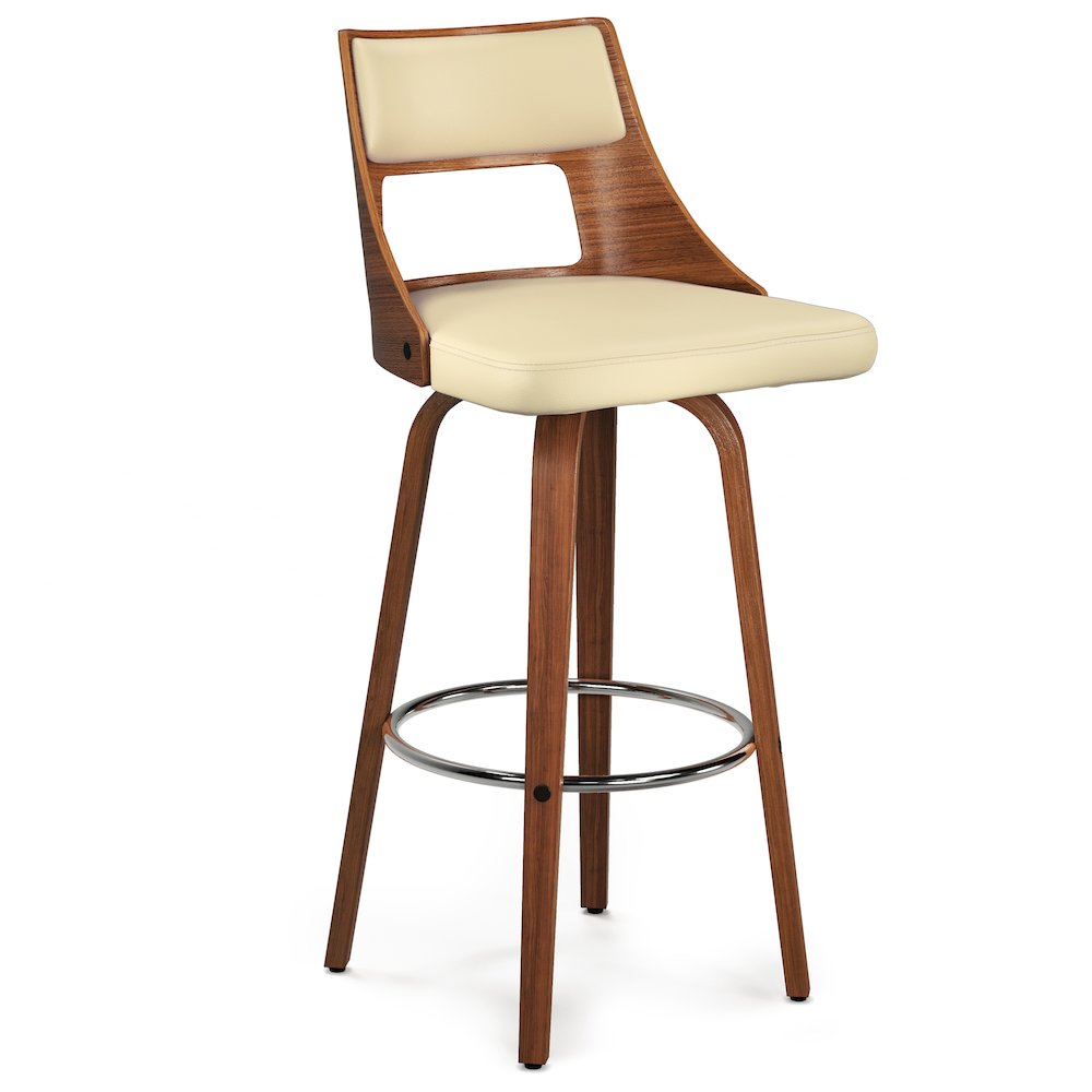Dallyn Swivel Bar Stool (Set Of 2) In Cream Vegan Faux Leather. Picture 4