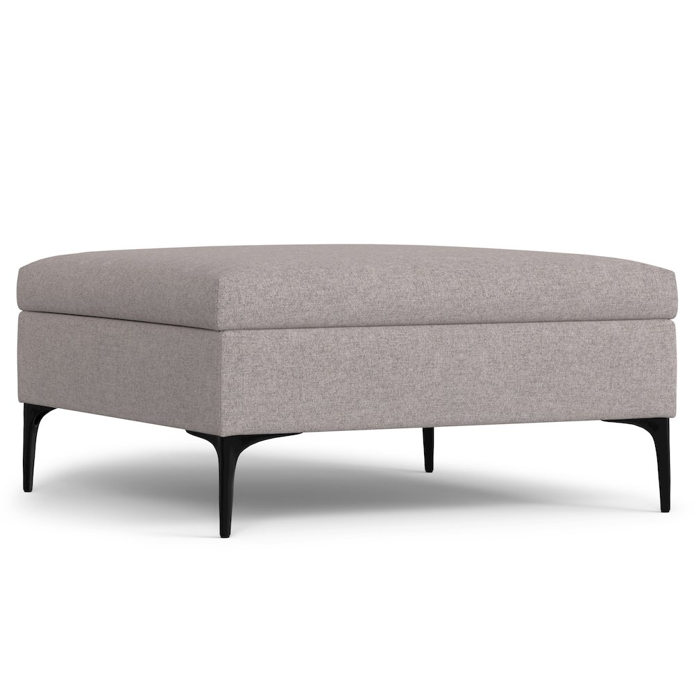 Coffee Table Storage Ottoman With Lift Up Lid In Cloud Grey Polyester Linen. Picture 3