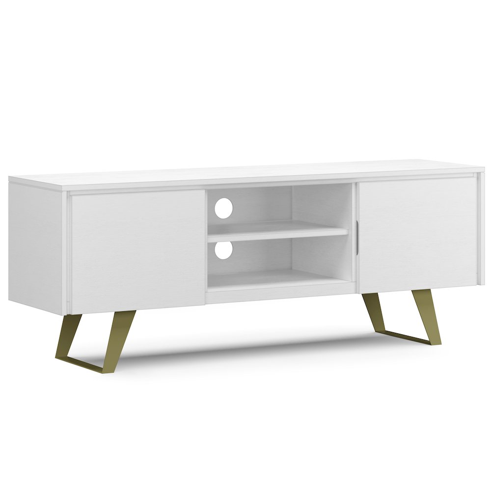 Lowry Solid Acacia Wood Tv Media Stand In White For Tvs Up To 70 Inches. Picture 1