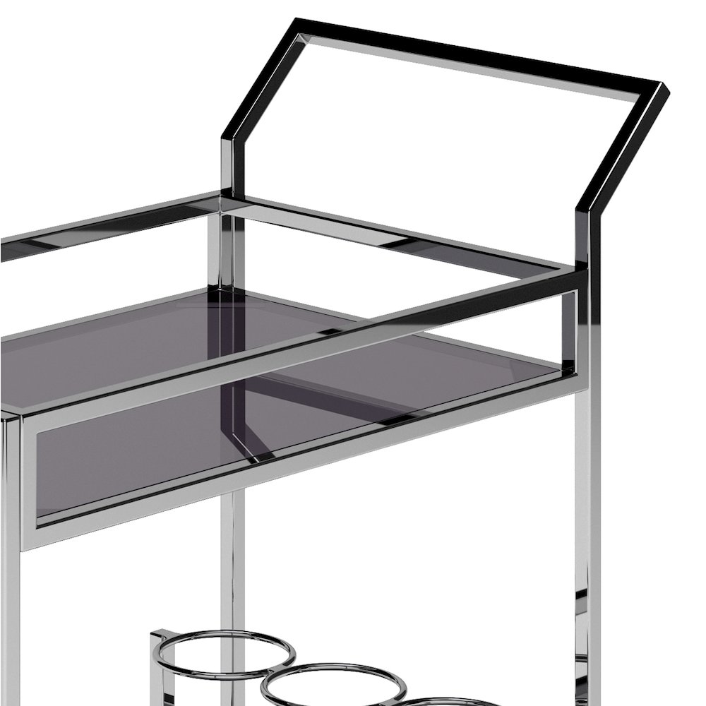 Watts 26 Inch Bar Cart In Chrome. Picture 2