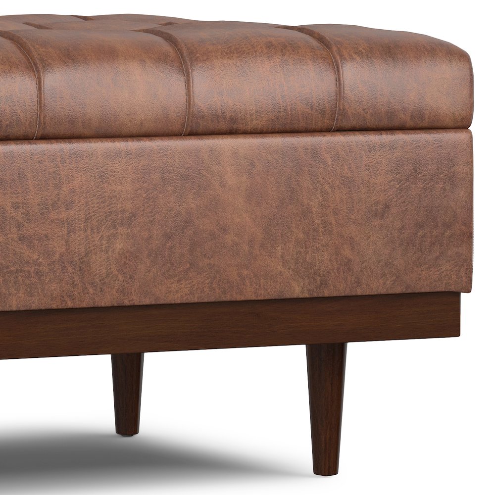Mariah Coffee Table Storage Ottoman in Distressed Saddle Brown. Picture 13