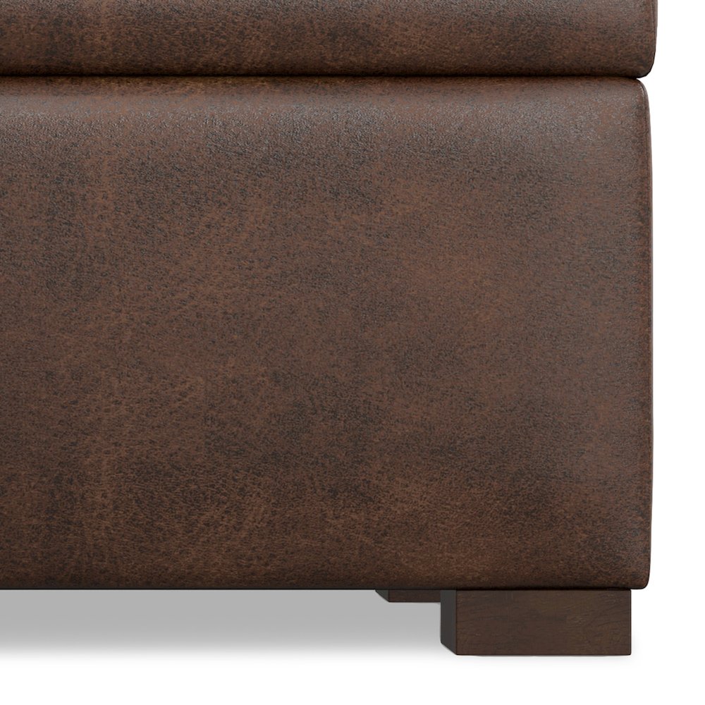 Gabbie Rectangular Storage Ottoman in Distressed Chestnut Brown. Picture 11
