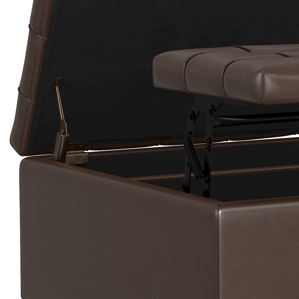 Harrison Small Square Coffee Table Storage Ottoman in Chocolate Brown. Picture 10