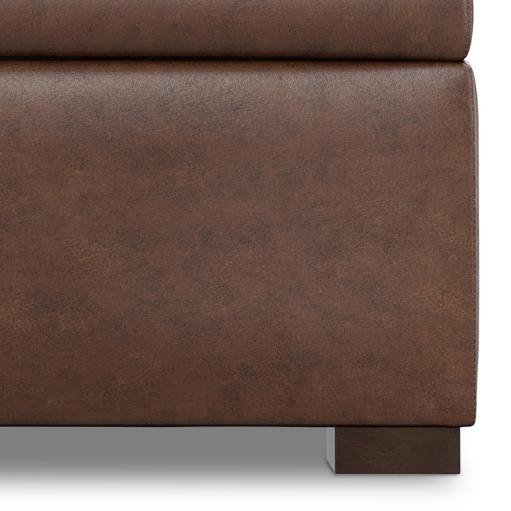 Square Square Coffee Table Storage Ottoman In Distressed Chestnut Brown. Picture 6