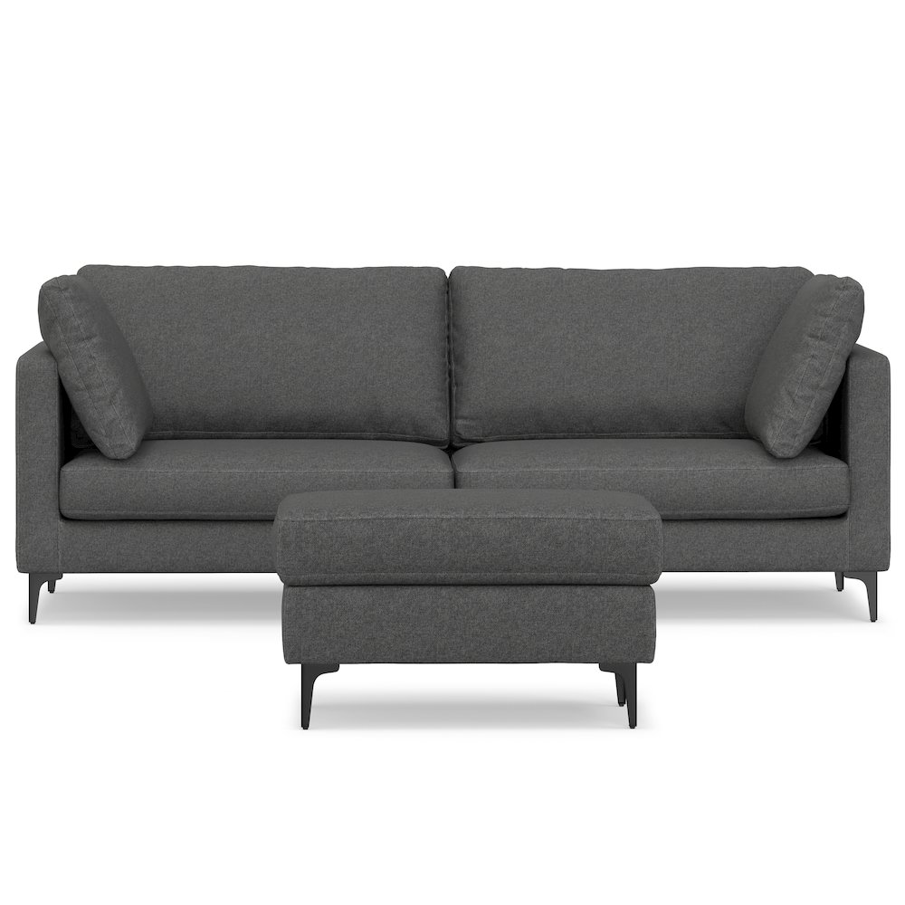 Ava 90-Inch Sofa And Ottoman Set In Tightly Woven Performance Fabric. Picture 1