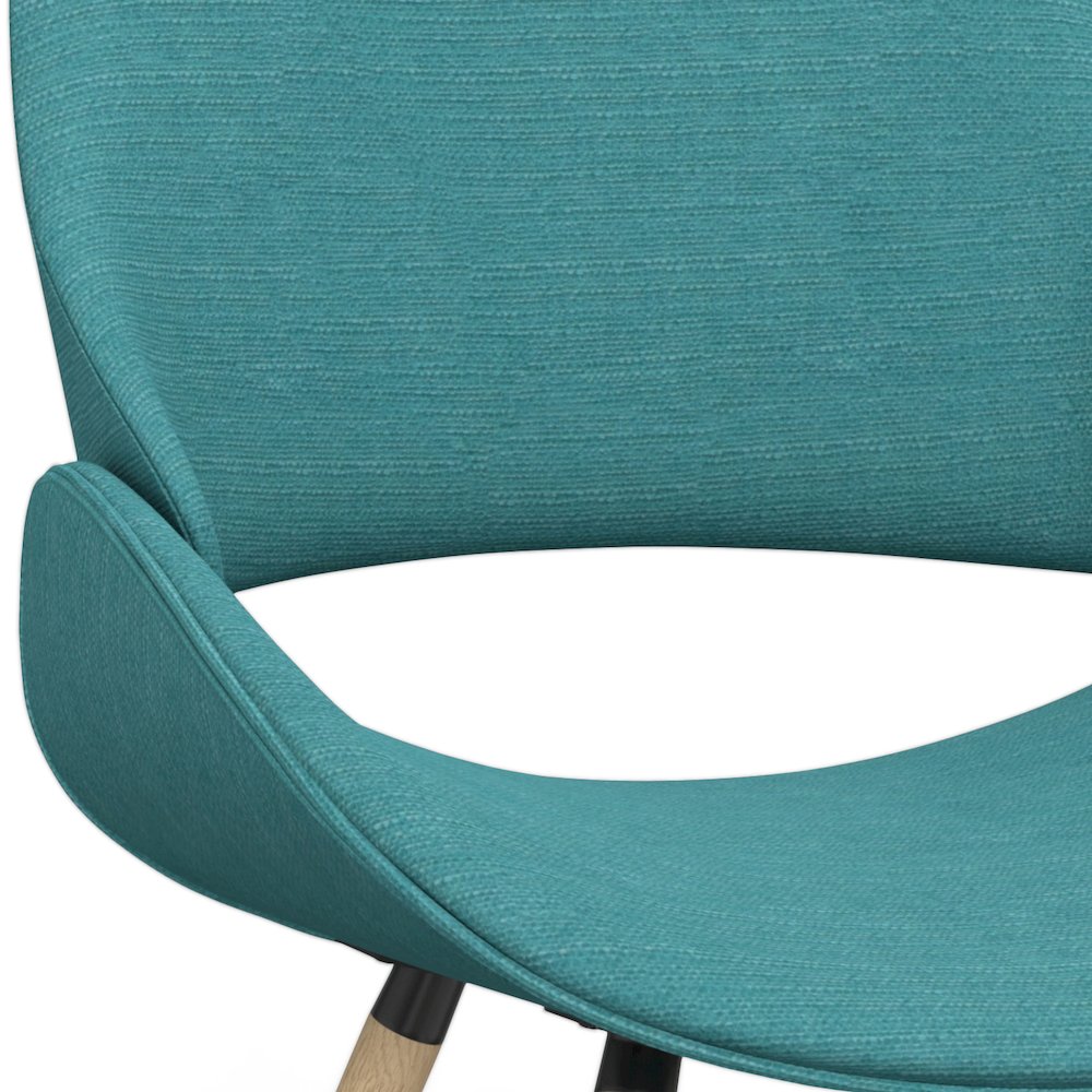 Malden Bentwood Dining Chair With Light Wood In Turquoise Blue Linen Look Fabric. Picture 4