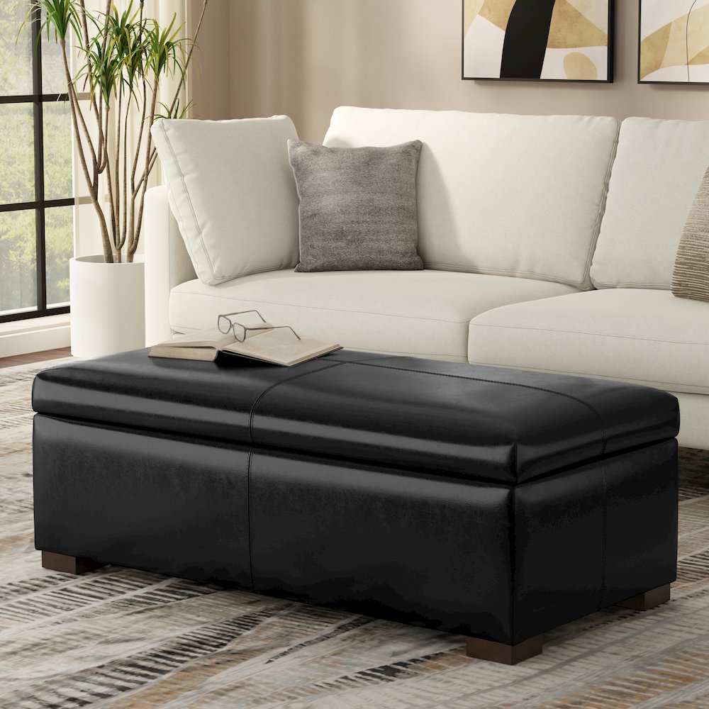 48 inch Wide Contemporary Rectangle Rectangular Storage Ottoman. Picture 7