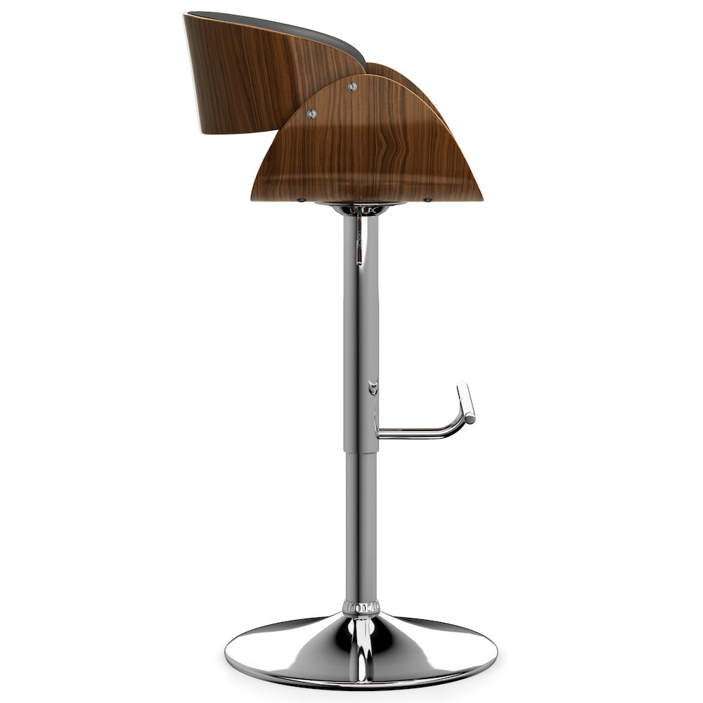 Amery Adjustable Swivel Bar Stool In Charcoal Grey Vegan Faux Leather. Picture 3