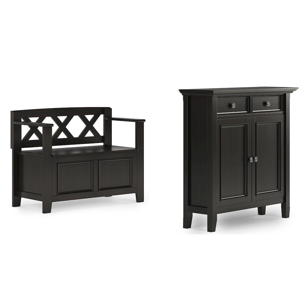 36"W Small Storage Bench and 36"W Storage Cabinet in Hickory Brown. Picture 1